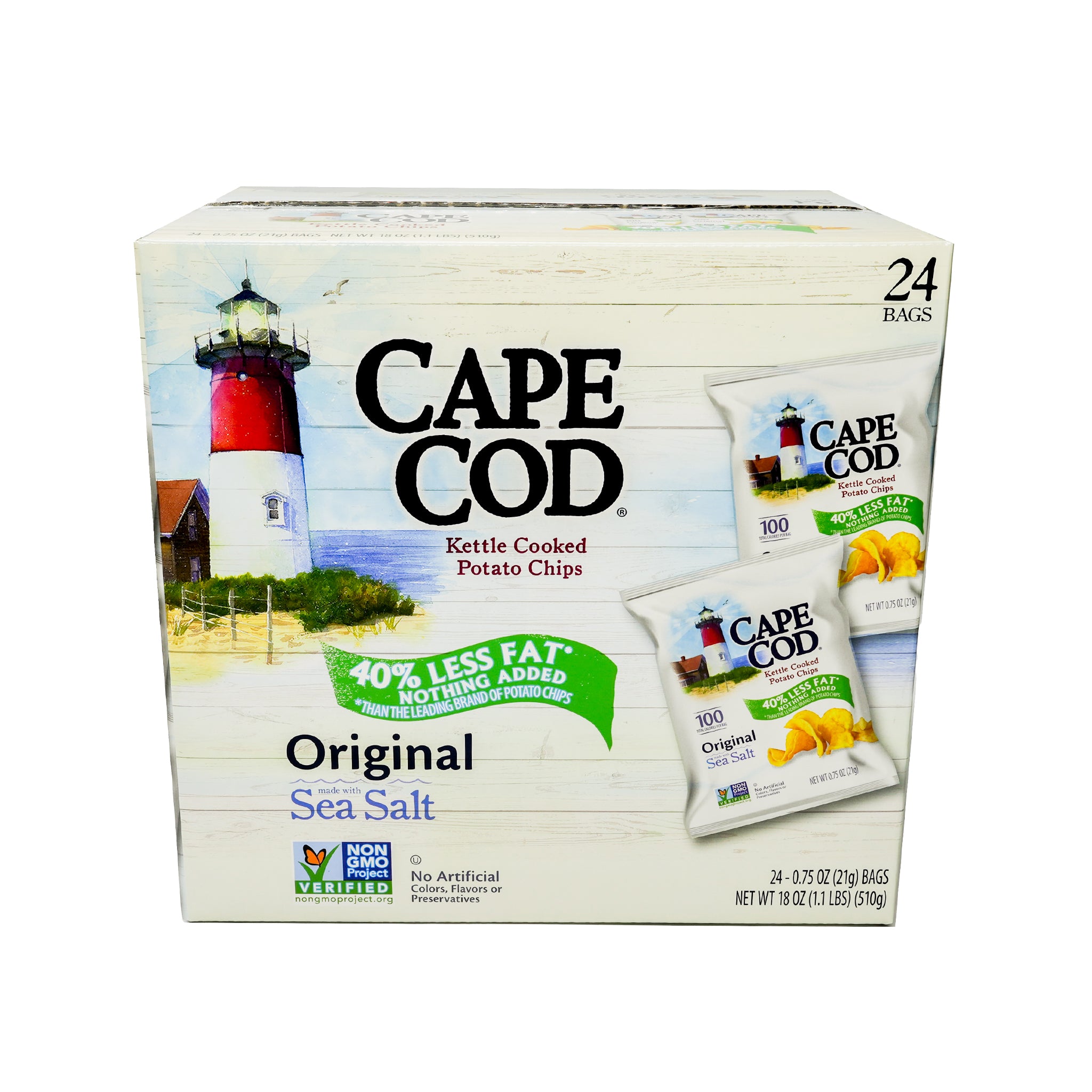 Cape Cod Kettle Cooked Potato Chips, Original, 0.75 Oz, 24 Ct
