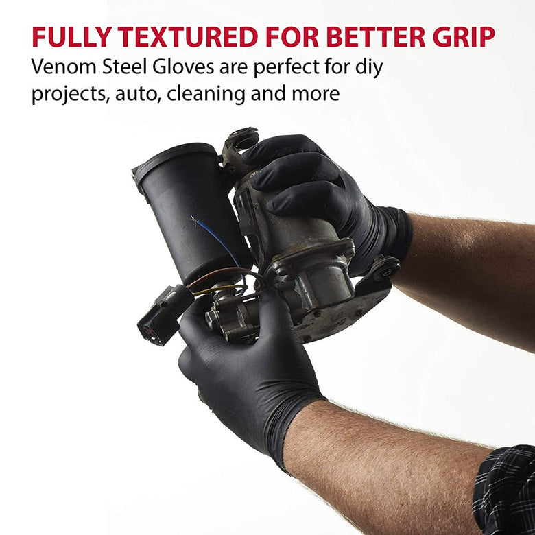 Premium Industrial Black Nitrile Gloves, One Size Fits Most, 100 Count