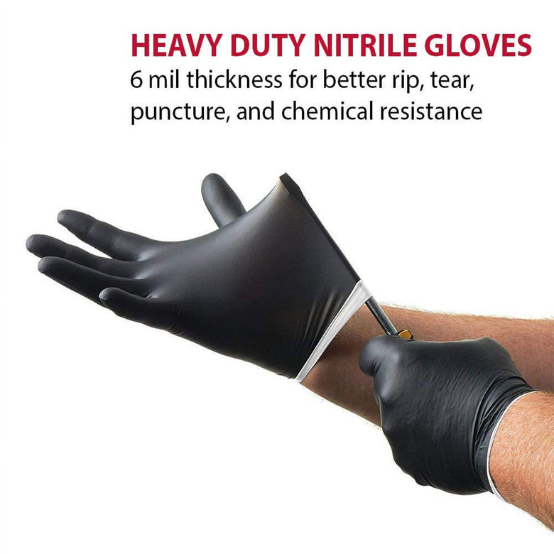 Premium Industrial Black Nitrile Gloves, One Size Fits Most, 100 Count